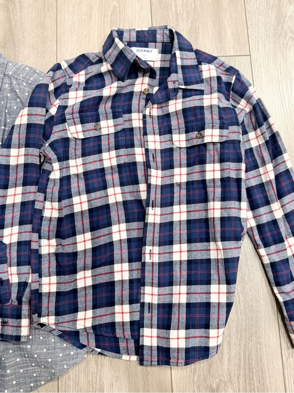 Old Navy Navy, White & Red Plaid Button-Down Shirt